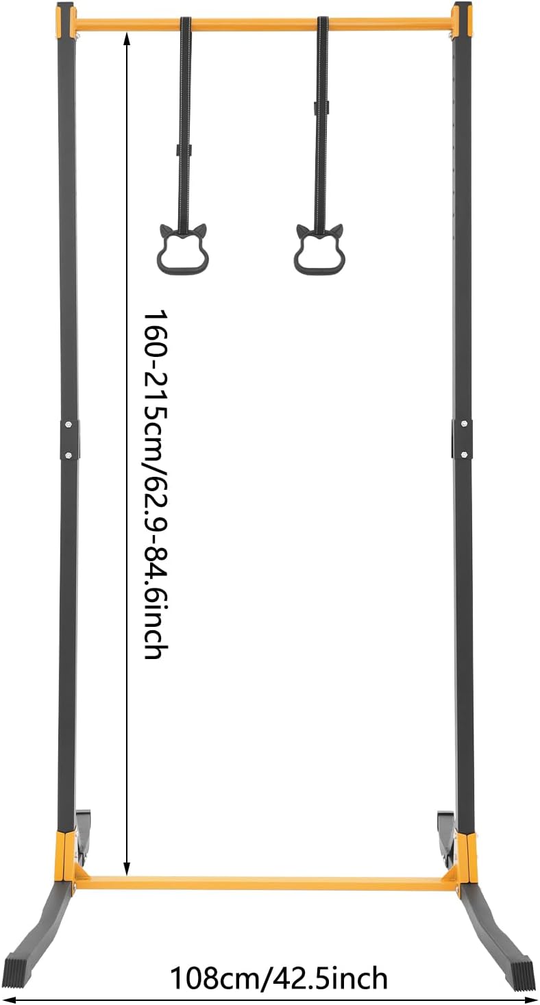 Klimmzugstange Freistehend, Reckstange Klimmzugstange Turnstange, Pull up Bar mit Ringe, 11 Stufen E