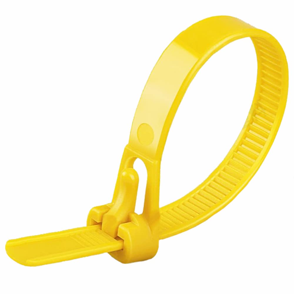 Oksdown Kabelbinder wiederverschliessbar Gelb 400 mm × 7,6 mm 100 Stück UV-Beständig Stark Gross Nyl