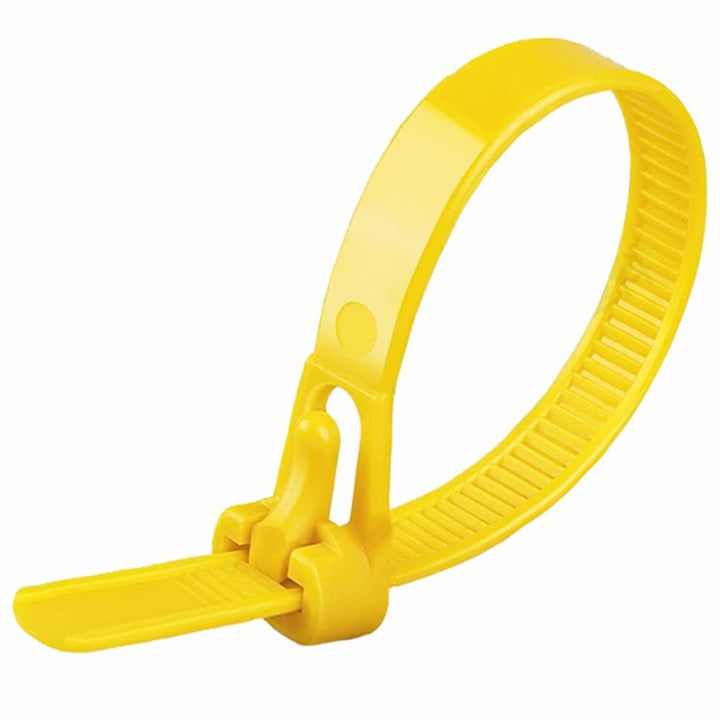 Oksdown Kabelbinder wiederverschliessbar Gelb 400 mm × 7,6 mm 100 Stück UV-Beständig Stark Gross Nyl