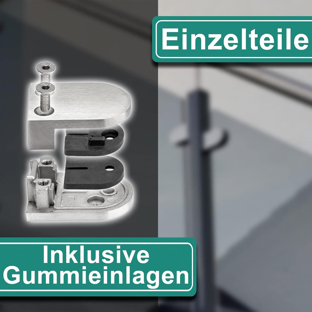 PRIOstahl Glashalter 4 Stück Glasklemmen Klemmhalter Glasplattenhalter 35 x 29 x 18 mm Anschluss: Fl