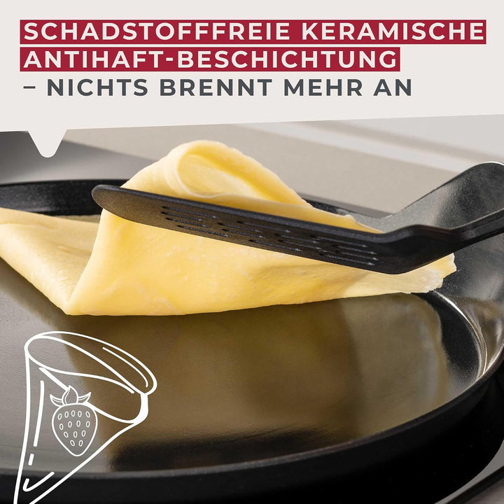 FACKELMANN Crepepfanne 25cm Statement – Keramik beschichtete flache Pfanne - Recyceltes Aluminium mi