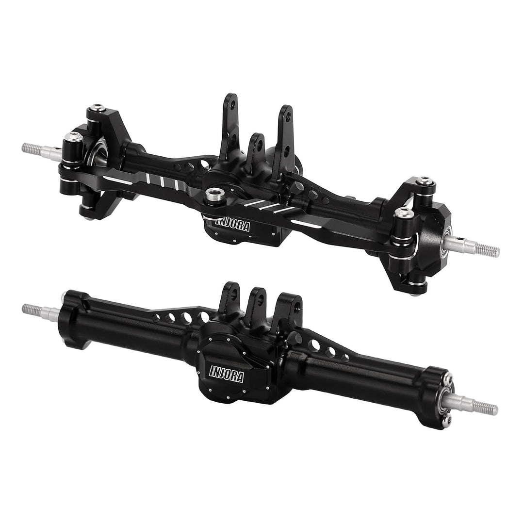 INJORA Vorder Hinter Achsen Set - +4mm Verlängerte Alu Komplett Achsen für TRX4M Upgrade 1/18 RC Cra