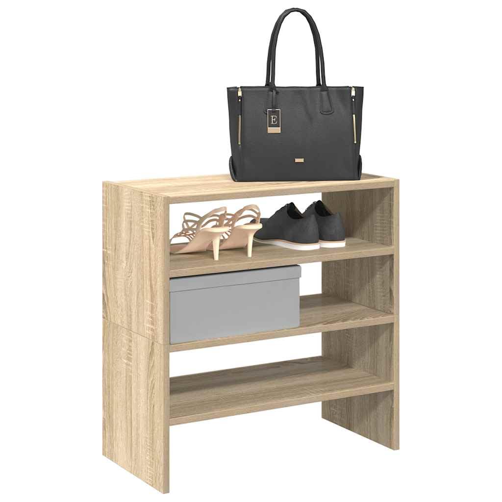 Schuhregal 2er Set Sonoma-Eiche stapelbar und klappbar mit robustem Holzwerkstoff für die Eingangsbe