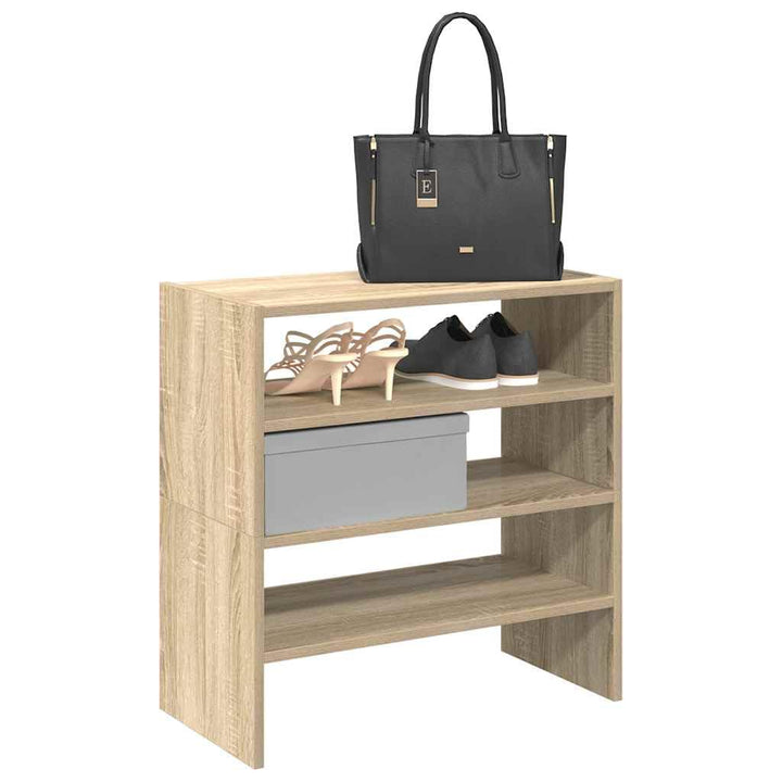 Schuhregal 2er Set Sonoma-Eiche stapelbar und klappbar mit robustem Holzwerkstoff für die Eingangsbe