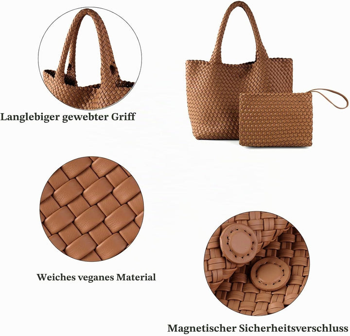 SporGenius Damen Woven Beach Bag 2025 Gewebte Tasche Braun, Braun