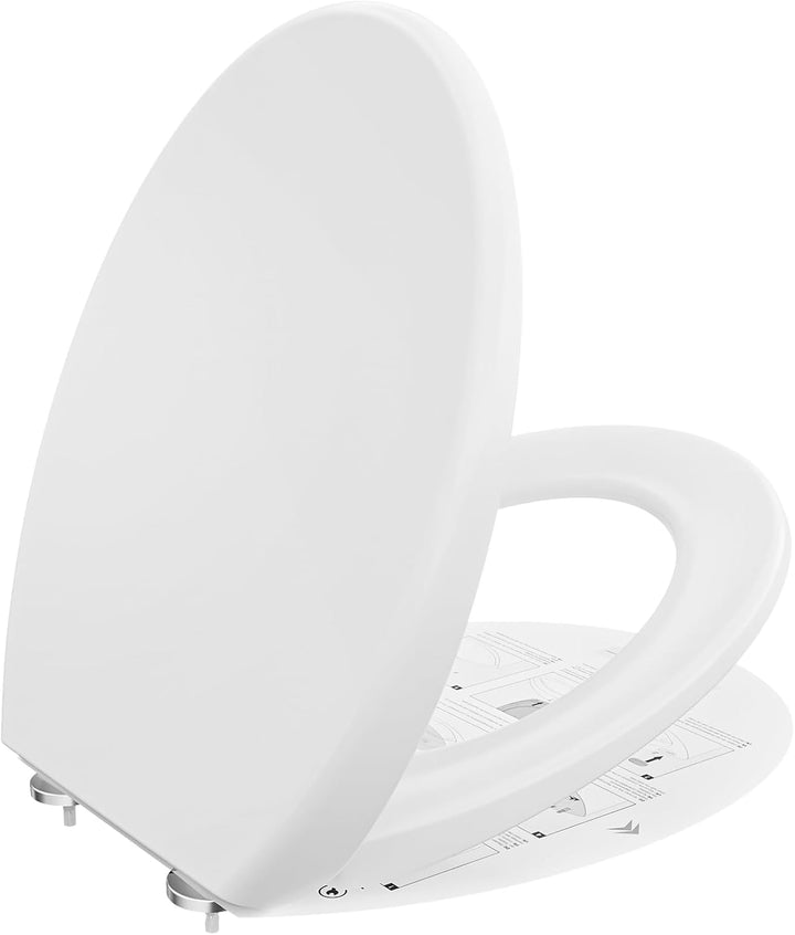Toilettendeckel mit Absenkautomatik Oval, WC Sitz O-Form aus Urea-Duroplast, Quick Release, WC Sitz