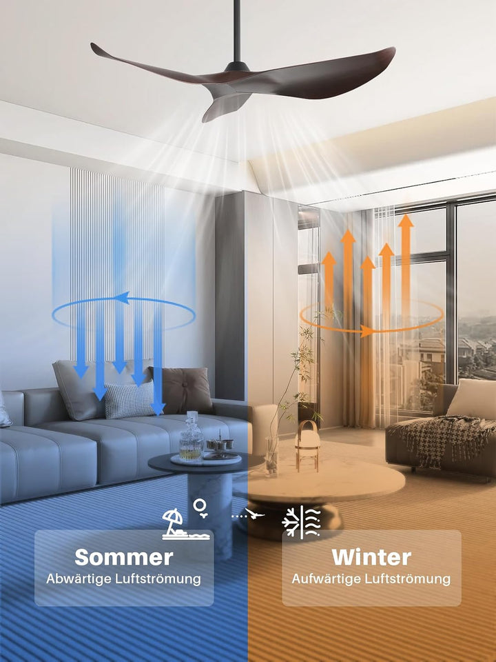 Sofucor 97cm Smart Deckenventilator mit Fernbedienung, Leise Deckenventilator mit Alexa/APP, WLAN, D