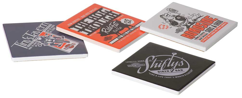 HARLEY-DAVIDSON® Pit Shop Ceramic Cork Bottom Coaster Set, 4 Pack HDL-18574
