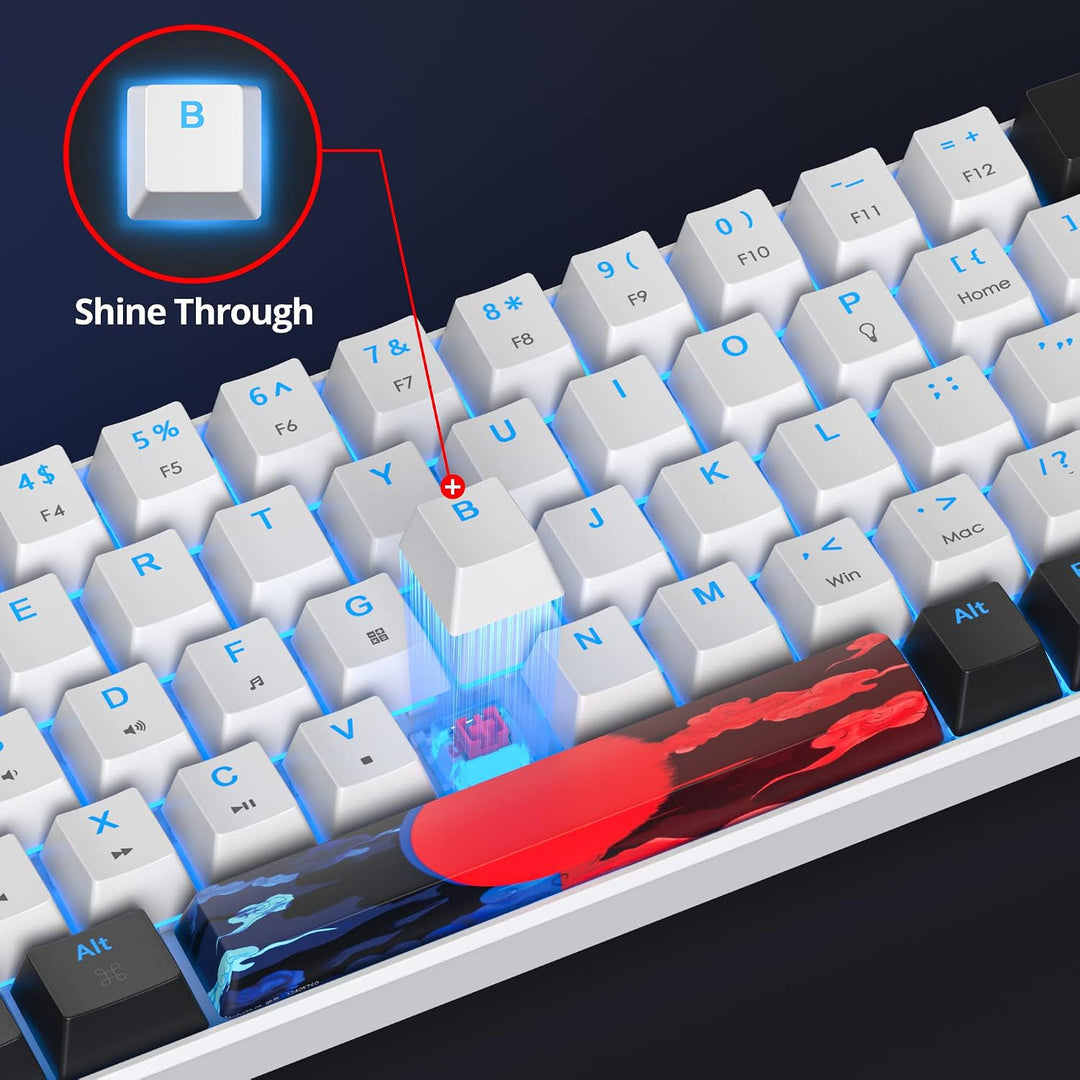 Ussixchare 60 % Gaming-Tastatur, 68 Tasten, mechanische Tastatur, LED-Hintergrundbeleuchtung, kompak