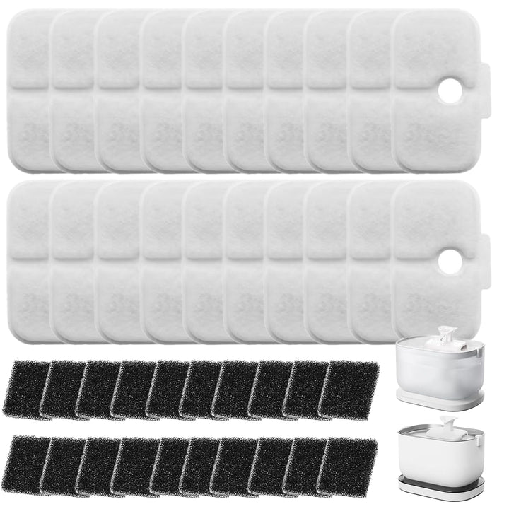 40 Stück Katzenbrunnen Filter Set, Ersatzfilter für Katzenbrunnen, 20 Filter Kartuschen und 20 Schau
