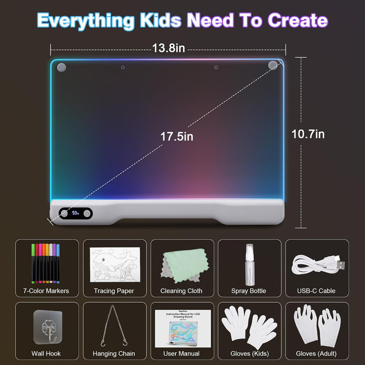 RealPlus LED Zeichenbrett 41cm Wiederaufladbar, 10 Lichtmodi Kindergeschenk