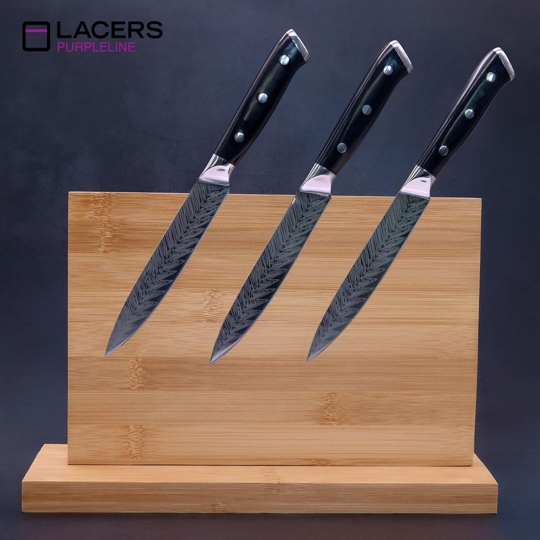 Lacers PurpleLine Messer Set 3-teilig – Allzweckmesser 5" aus rostfreiem Edelstahl 7Cr17 – Küchenmes