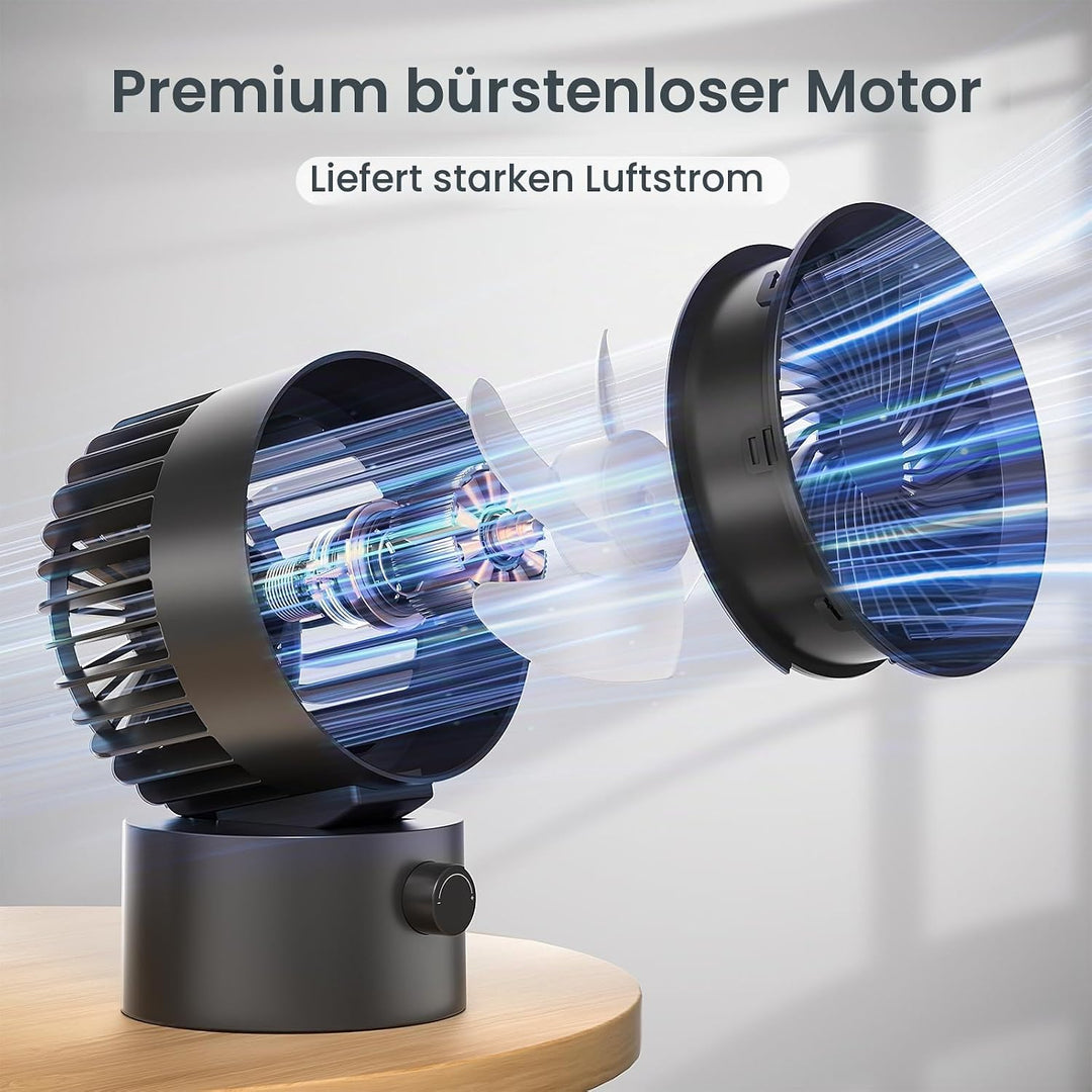 Kleiner Schreibtischventilator, USB-betrieben, stufenlose Geschwindigkeitsregelung, Mini-Ventilator