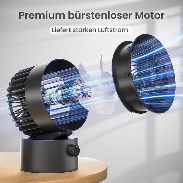 Kleiner Schreibtischventilator, USB-betrieben, stufenlose Geschwindigkeitsregelung, Mini-Ventilator