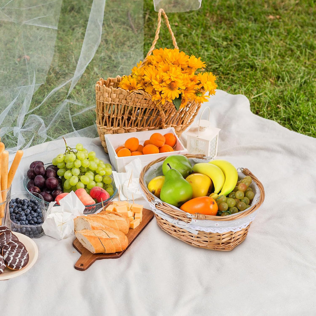 BESTonZON Mehrzweck-Weidenkorb Mit Griff – Ovaler Picknickkorb Aus Weide Aufbewahrungskorb Für Hochz