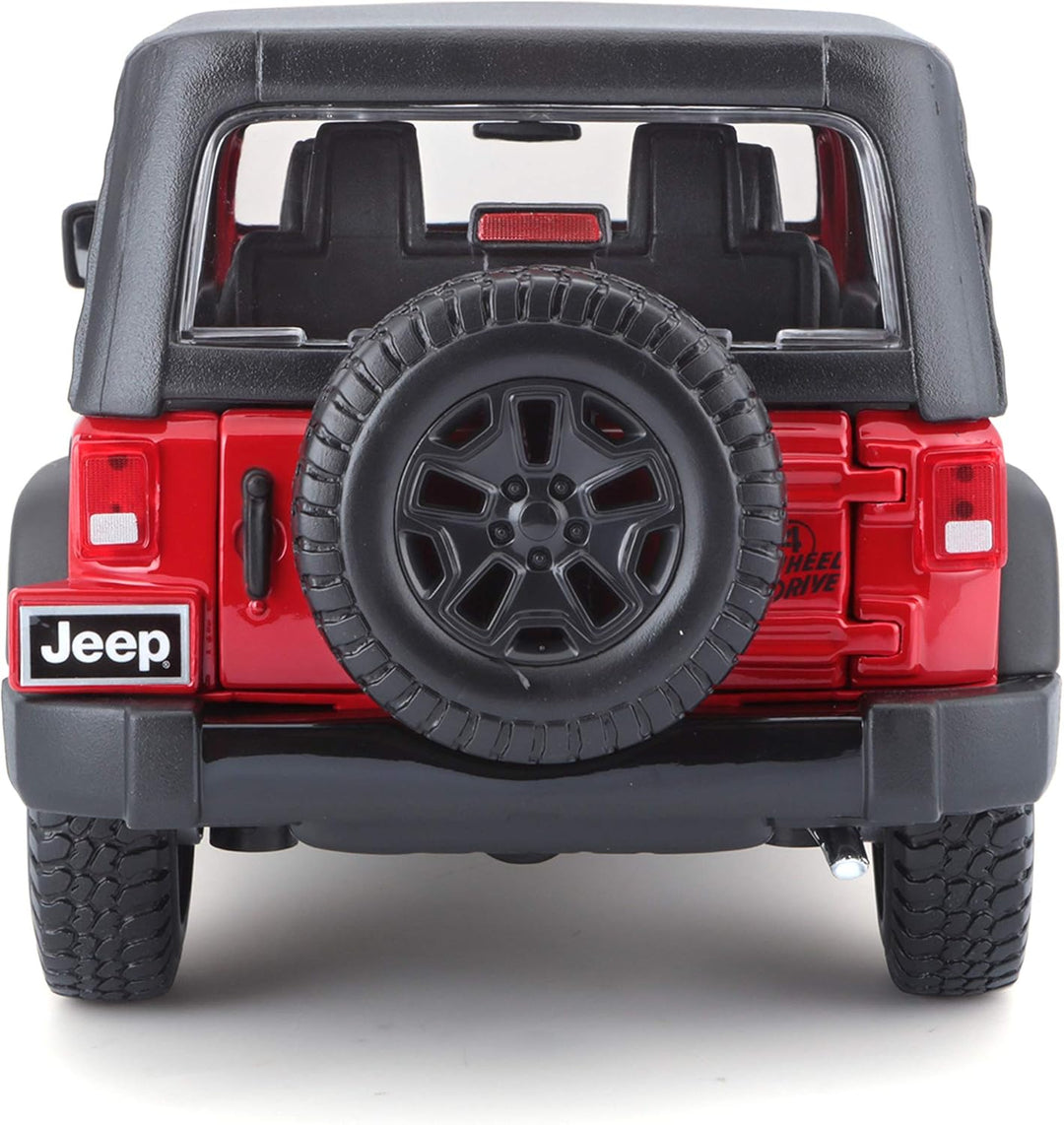 Maisto Jeep Wrangler 2014, Modellauto mit Federung, Massstab 1:18, Türen und Motorhaube beweglich, F