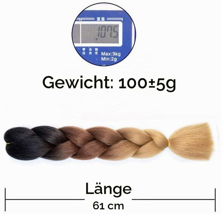 FanYu 3packs Ombre Braiding Hair Extensions Kanekalon Jumbo Braiding Hair Extensions 24 Zoll Braidin