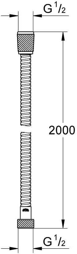 GROHE Vitalioflex - Metallbrauseschlauch (2000 mm, verstärkte Ausführung, knickfest, hitzebeständig)