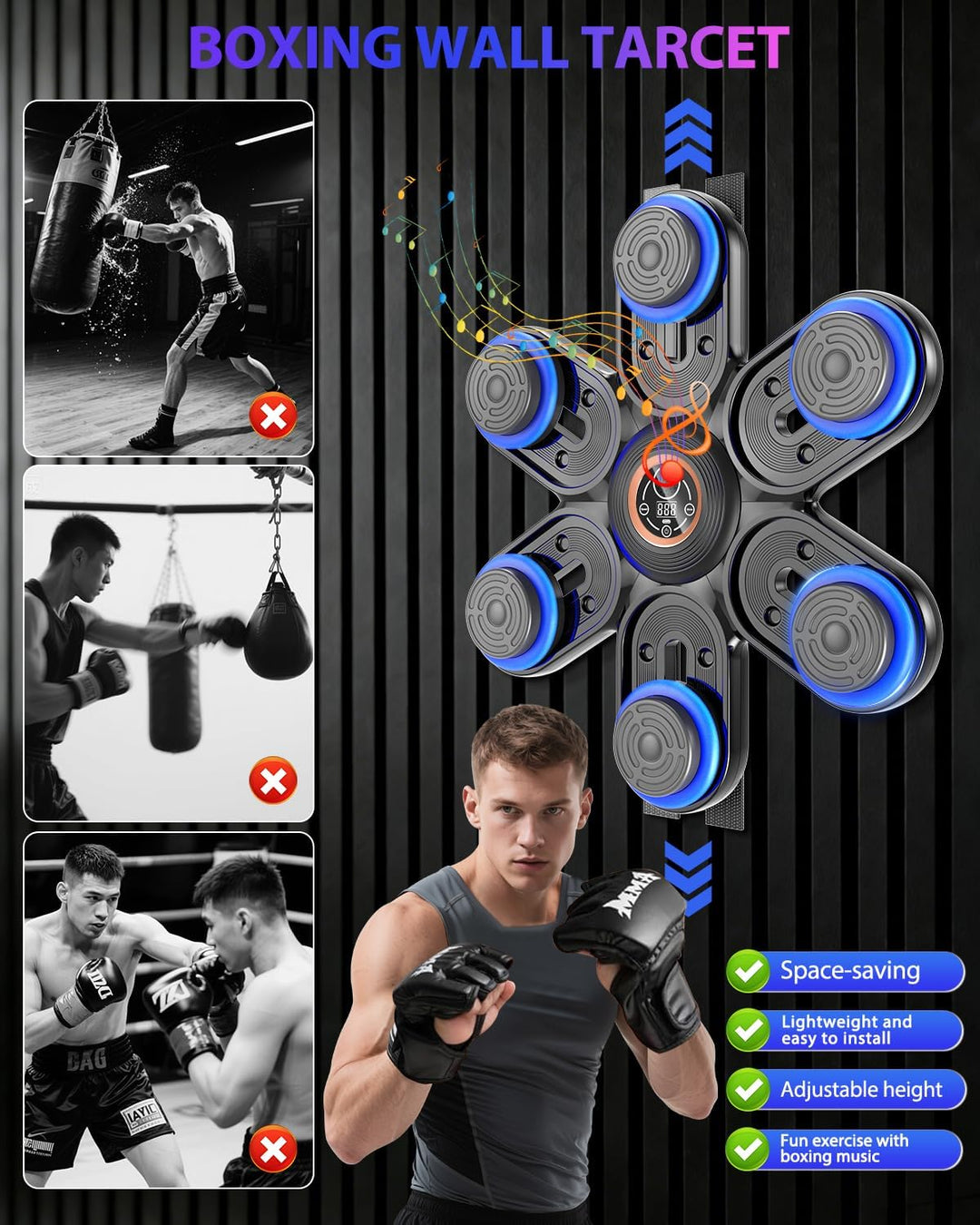 Music Boxing Machine, LED Licht Bluetooth Musical Boxmaschine