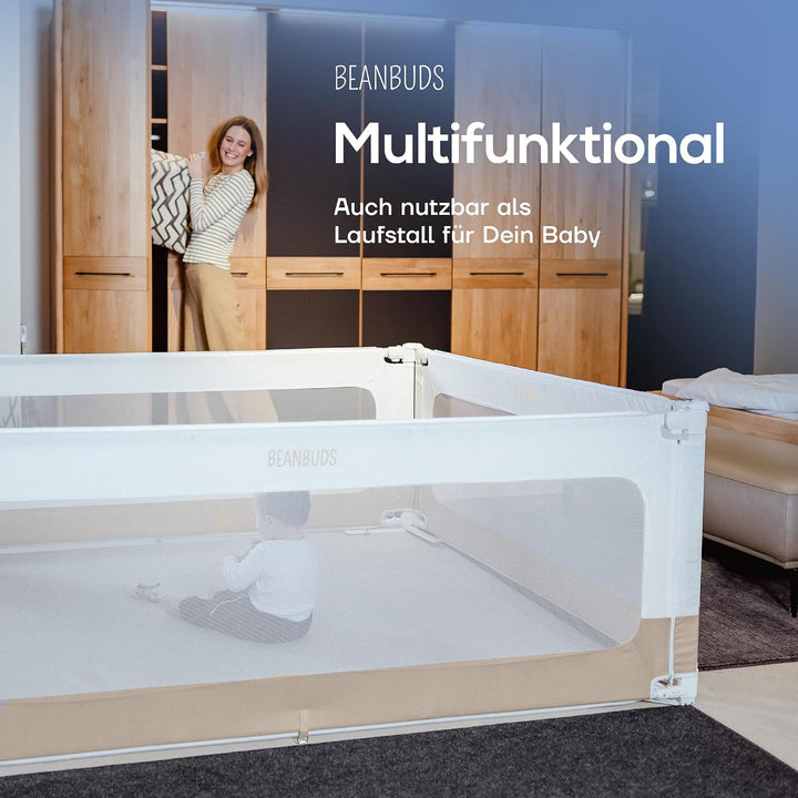 BEANBUDS® Bettgitter Rausfallschutz 200cm [1 Seite] - Bettschutzgitter Lattenrost &amp; Boxspringbett -