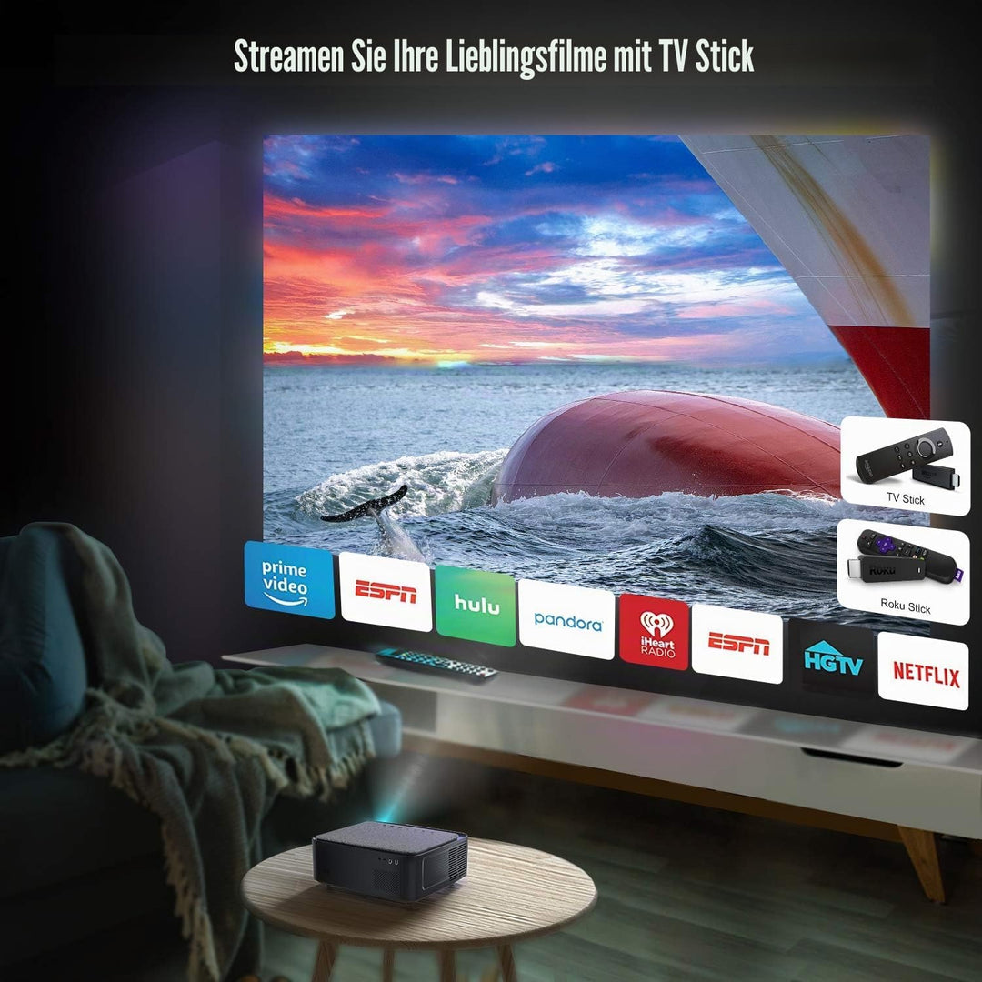 Beamer, WiMiUS Full HD 1080P Beamer 5G WiFi Bluetooth Beamer Unterstützung 4K Video, LED Heimkino Vi