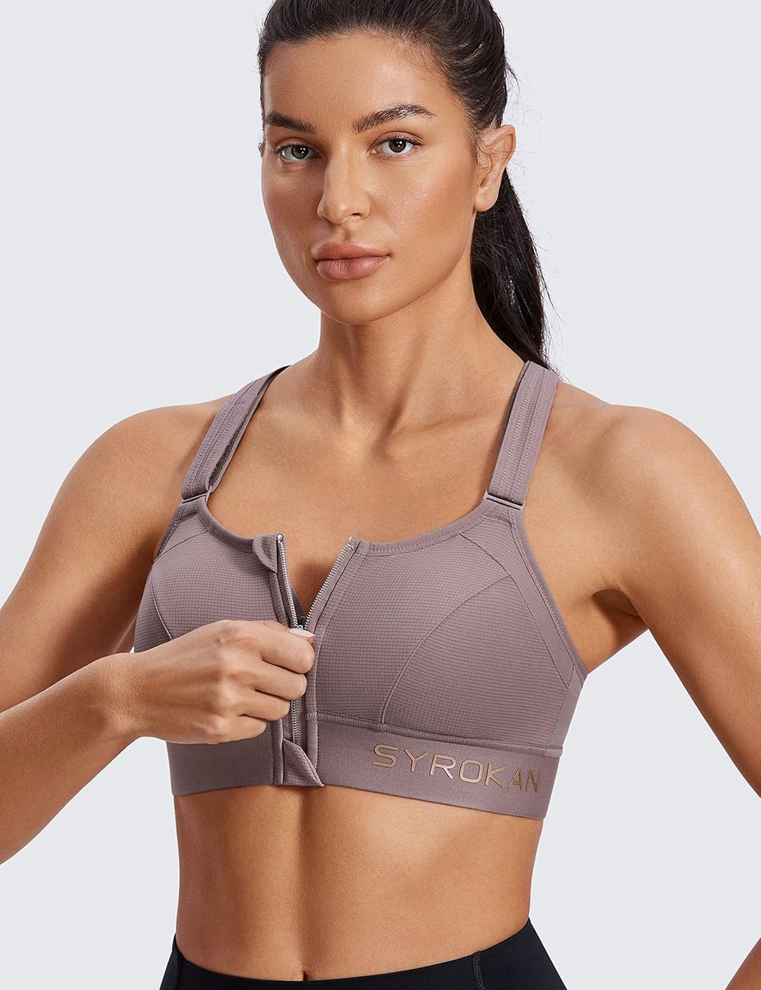 SYROKAN Sport BH Damen Starker Halt Ohne Bügel BHS Vorderverschluss Gepolstert Bügellos Guter Halt 7