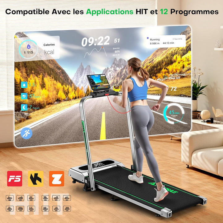 Laufband für Zuhause, 5 in 1 Walking Pad, 12km/h Klappbar Laufband mit 9% Steigung, 2.75HP Walking M
