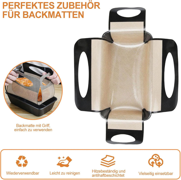 2 Stück Edelstahl Brotbackform - 27.5x15x6cm Kastenform mit 2x Backmatte, Toastbrot Backform Kohlens