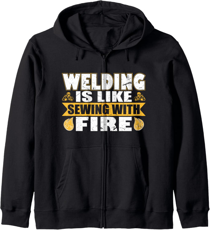Schweissen ist wie Nähen mit Feuerdesign Kapuzenjacke