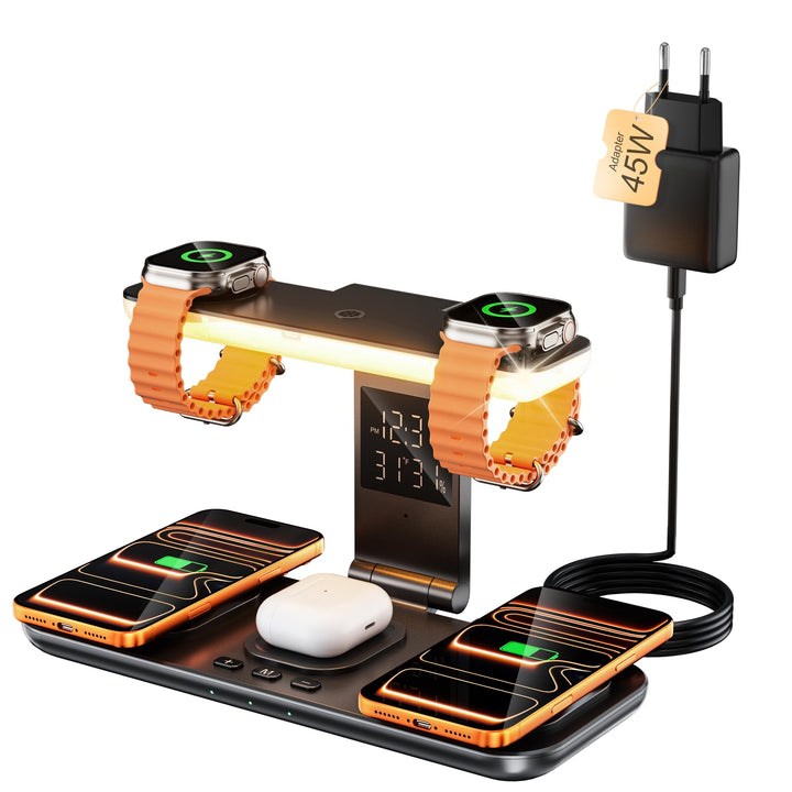 7‑in‑1 Multi Ladestation für Apple Watch Ladestation Mehrere Geräte Apple Mattschwarz, Mattschwarz