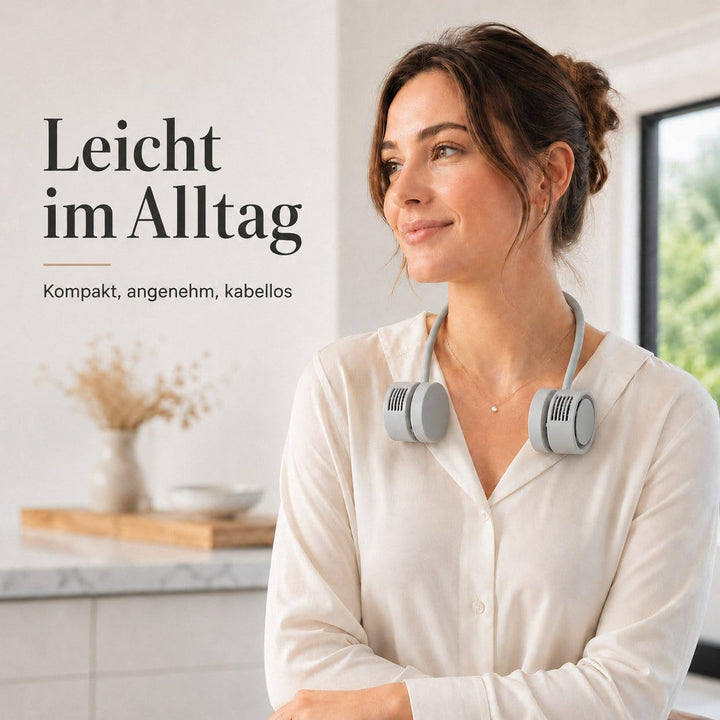Nackenventilator tragbar USB-C, 180 g Halsventilator kabellos mit 3 Windstufen, Aromafunktion, flexi