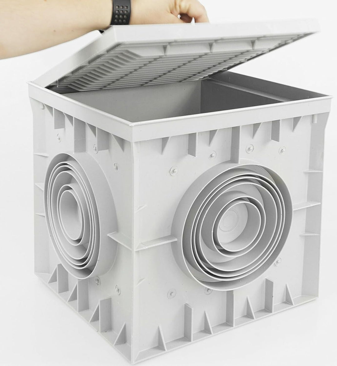 Revisionsschacht Kontrollschacht 300x300x300mm mit Deckel Einlaufschacht Kanalschacht Hofablauf 300