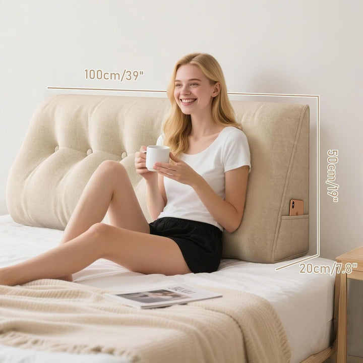 ShowyLive Rückenkissen Lesekissen Bett Keilkissen Grosses für Bett und Sofa 2 in 1, Rückenlehne und