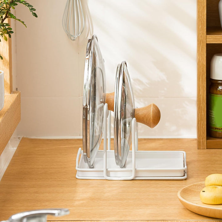 Pot Lid Organizer, Plates Rack Stand, 7.48x6.22x5.12 Inches Rustproof Shelf Holder, Space Saving Kit