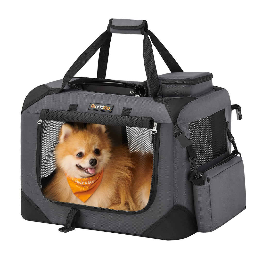 Feandrea Hundebox faltbar, Transportbox Hund, S, Hundetasche, Oxford-Gewebe, Netzstoff, atmungsaktiv