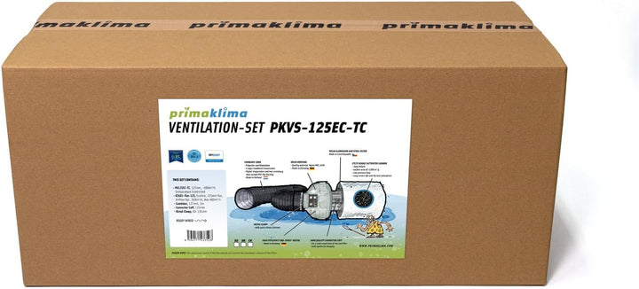 Prima Klima PKVS-125EC-TC Ventilation Set up to 680m³/h Complete Kit with EC and Temperature Control