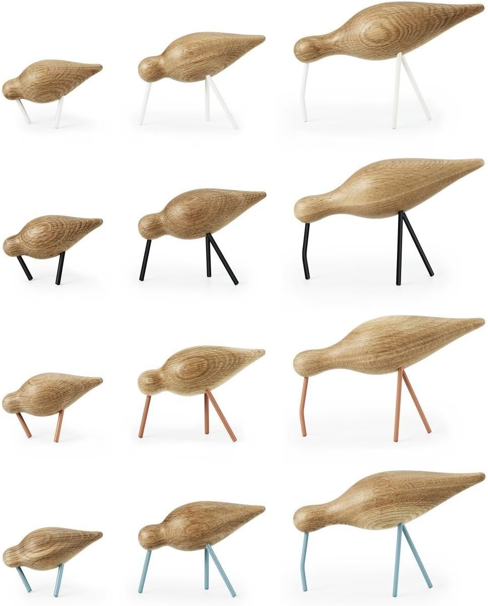 Normann Copenhagen Shorebird Figur, Holz-Edelstahl, weiss, 15 x 5.5 x 11 cm