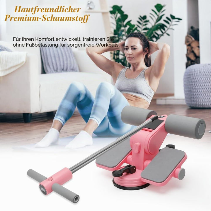 Tragbare Sit Up Bar, Selbstsaugende Sit-Up-Hilfe mit Zugseil und Saugnäpfen, Bauchtrainer für Zuhaus