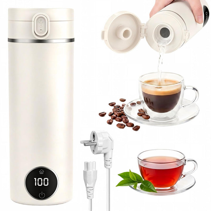Reisewasserkocher Klein, 450ML Mini Wasserkocher Tragbarer mit 6 Temperaturstufen, Heizung Automatis