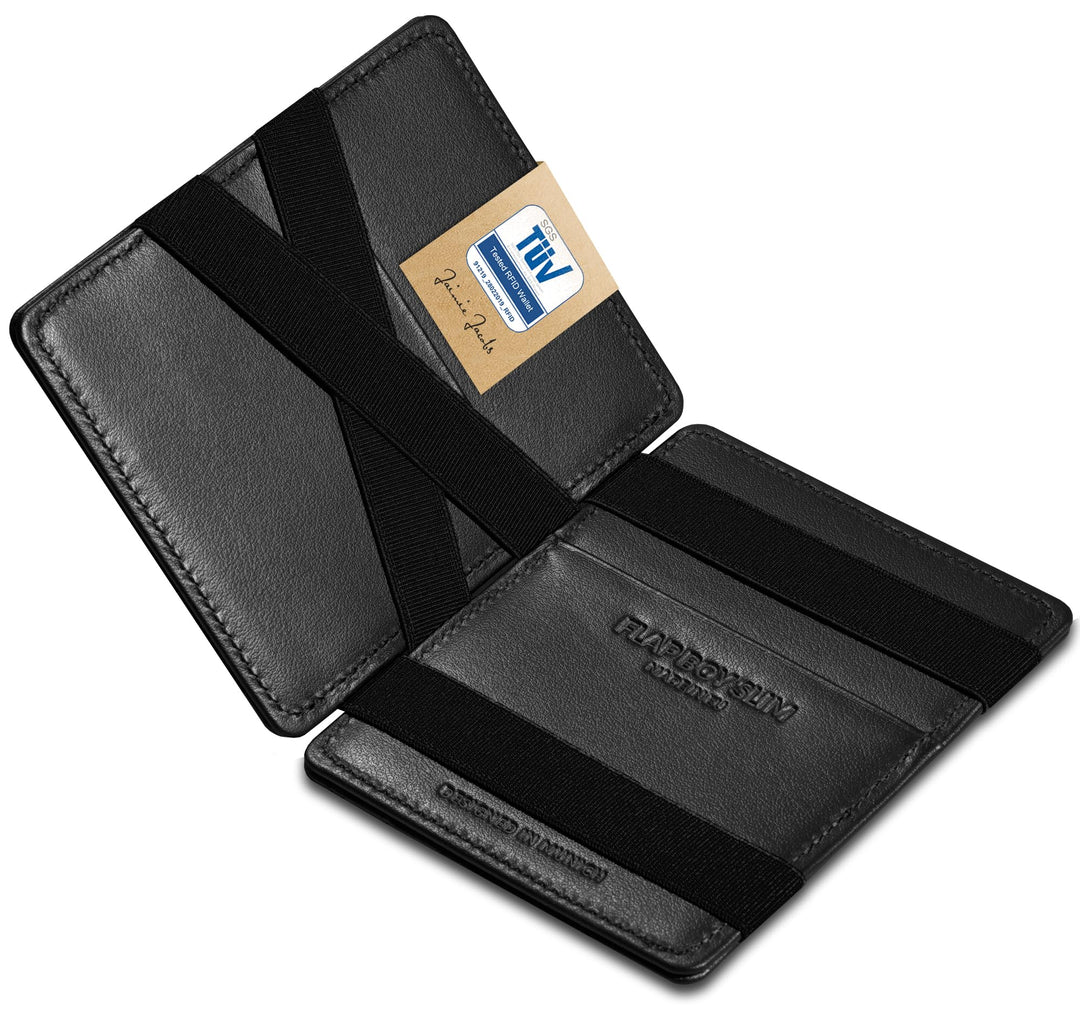 Jaimie Jacobs Flap Boy Slim ohne Münzfach Magic Wallet integrierter RFID Schutz Magischer Geldbeutel