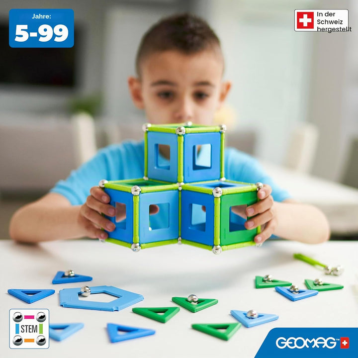 Geomag - Classic Panels 114 Pieces- Magnetic Construction for Children - Green Collection - 100 Perc
