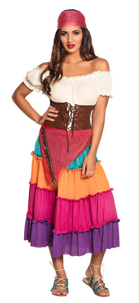 Boland - Erwachsenenkostüm Zigeunerin Nadya, Kleid, Gürtel und Kopftuch, Bandana, Top, Gürtel und Ro