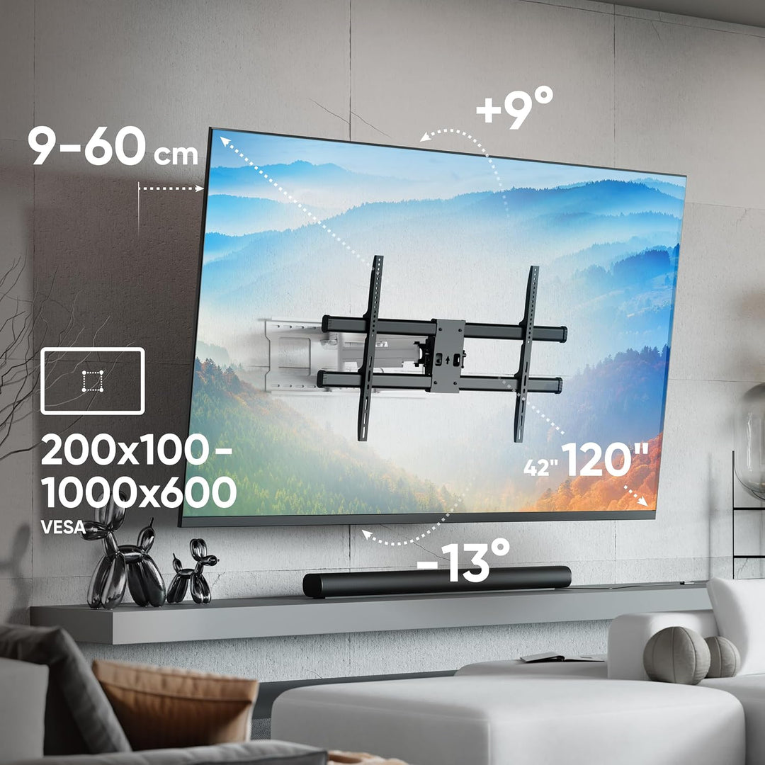 ONKRON TV Wandhalterung schwenkbar für 42-120 Zoll Fernseher bis 100 kg, TV Halterung ausziehbar, Fe