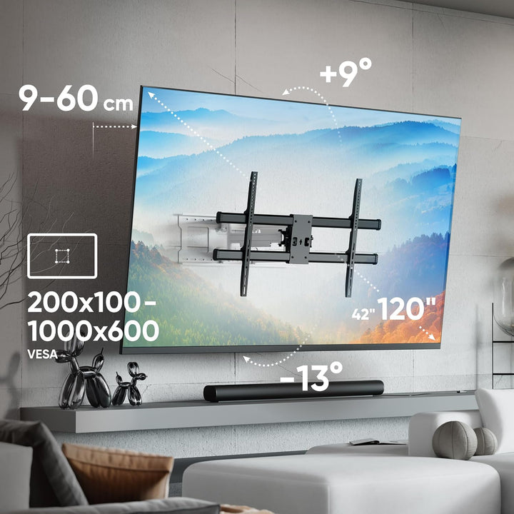 ONKRON TV Wandhalterung schwenkbar für 42-120 Zoll Fernseher bis 100 kg, TV Halterung ausziehbar, Fe
