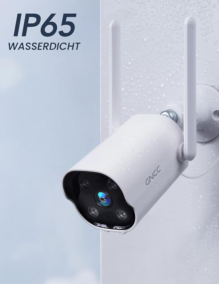 GNCC 2K HDR Kamera Überwachung Aussen, Überwachungskamera Aussen, Audio &amp; Bewegungserkennung, Nachts