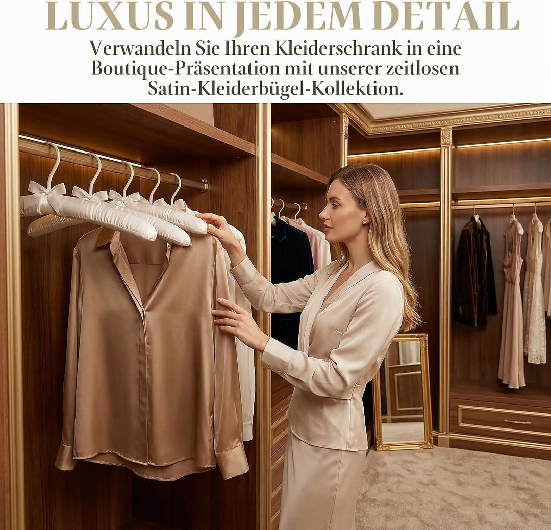 Tosnail 12 Stück Satin Gepolsterte Kleiderbügel, Schaumstoff Gepolsterte Kleiderbügel - Elfenbein