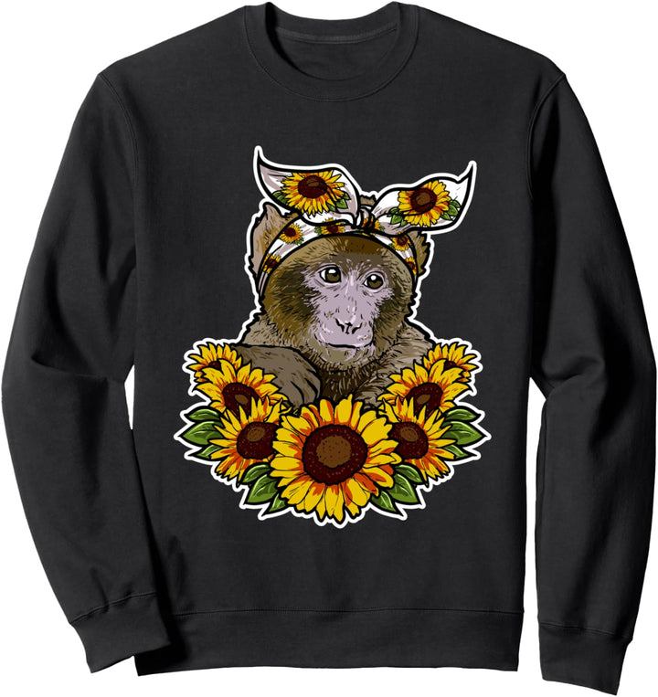 Süsses Affen Liebe Geschenk Sonnenblumen Dekor Affe Sweatshirt
