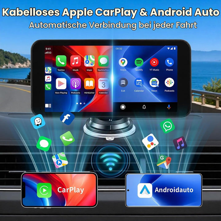 6,5 Zoll Wireless Apple CarPlay &amp; Android Auto Bildschirm für Auto, Tragbares Touchscreen Autoradio