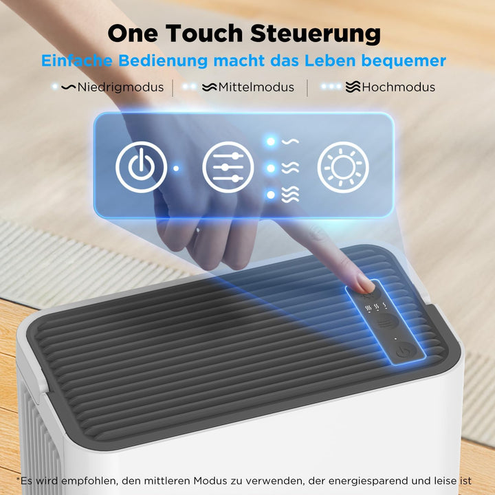 Luftentfeuchter 2000ml, 25dB Leiser Ersetzen Luftentfeuchter Granulat Elektrisch Energiesparender Ra