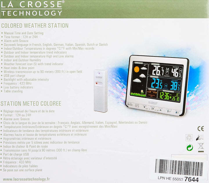 La Crosse Technology WS6826WHI-BLA Wetterstation Mehrfarbig silber, silber
